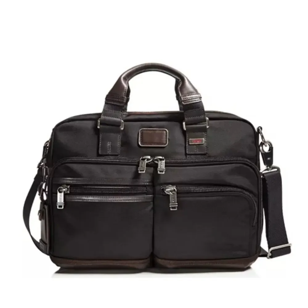 TUMI $399 Alpha Bravo Andersen Slim Commuter Briefcase Ballistic Black Brown EUC